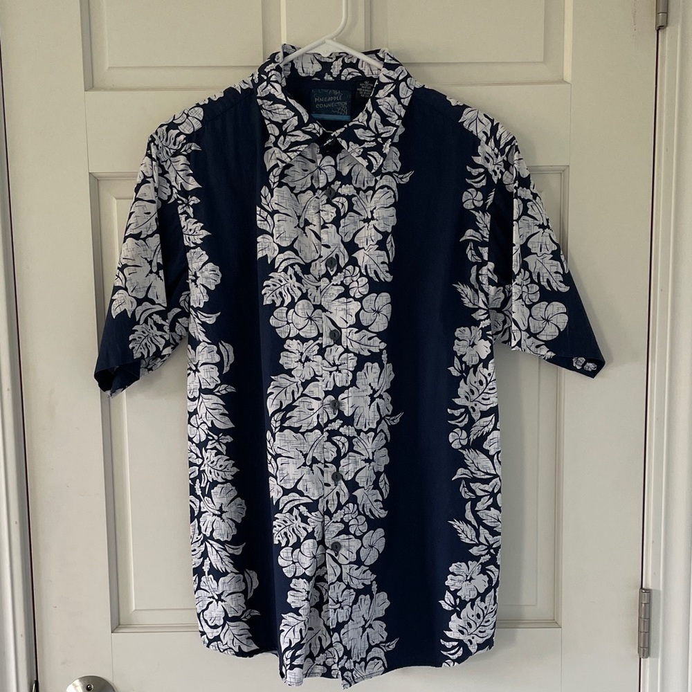 Tropical Navy and White Floral Men's Shirt